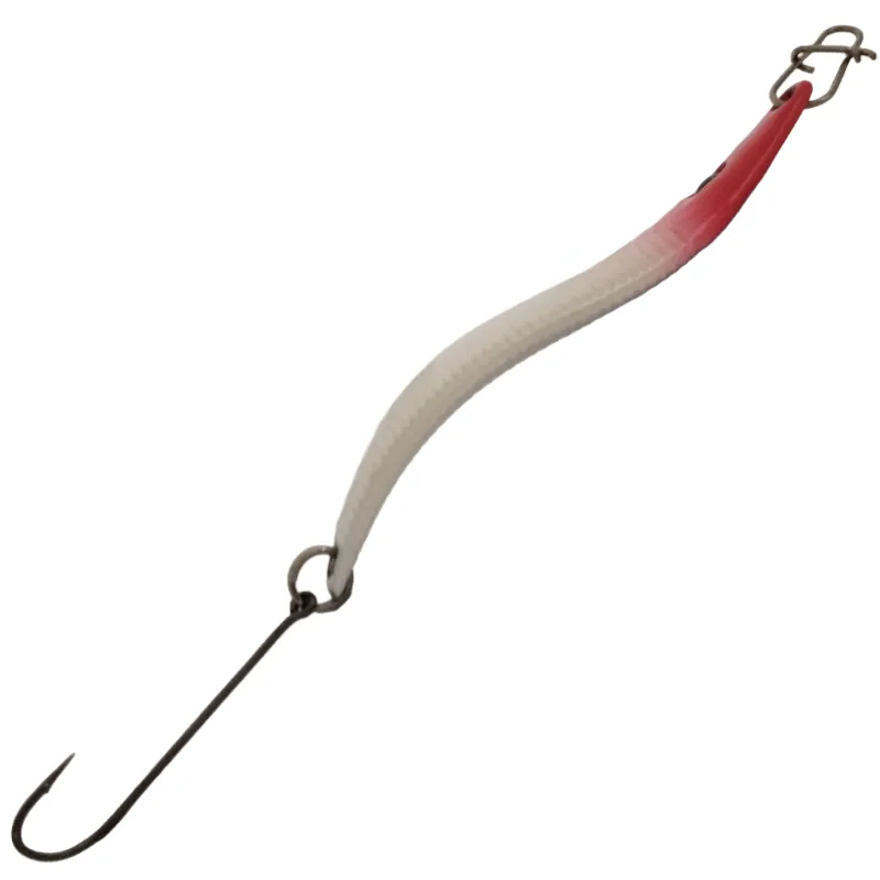 Suckerme Red Sparky spoon lure angled view